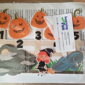 5 little pumpkins felt stories//Five little Jack'O Lanterns felt board stories//Halloween//flannel stories//Librarians gift image 2