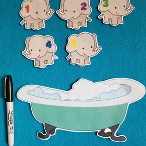 5 Elephants Bathtub//felt Board Stories// 5 Elephants Went Out to Play ...