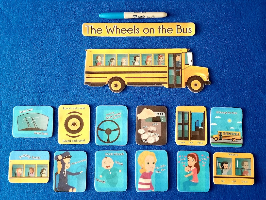 The Wheels on the Bus Felt Board Story 14 Pcs//bus Felt Board Story