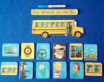 The wheels on the bus felt board story 14 Pcs//bus felt board story//Transportation felt stories//Librarian flannel story//story telling