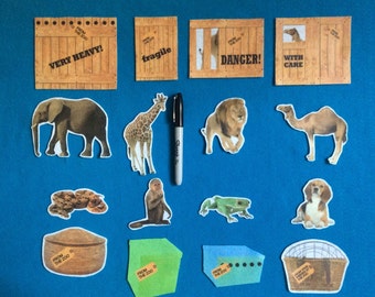 Queridos cuentos de fieltro del zoológico, 16 piezas // cuentos de fieltro de animales realistas // terapia del habla // cuentos de fieltro de animales del zoológico // cuentos de tablero de franela