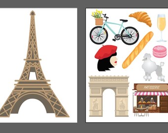 Background with French Icons