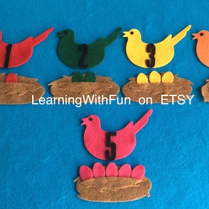 Felt board stories counting//Easter basket stuffer//birds felt board stories//Busy bag matching game//kids easter  gift