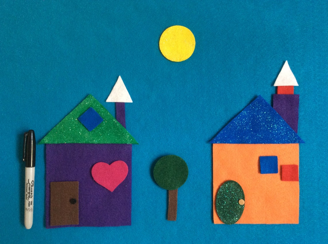 Shape a House Felt Story//shapes Felt Board Stories//kids 26 Etsy