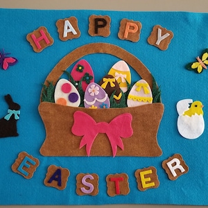 Easter basket felt craft Kit up to 77 pieces//Felt background// Easter basket stuffer// felt egg set//Kids Easter//Preschool Easter
