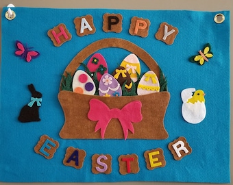 Easter basket felt craft Kit up to 77 pieces//Felt background// Easter basket stuffer// felt egg set//Kids Easter//Preschool Easter