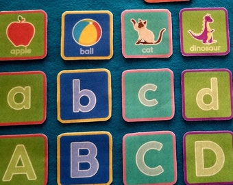 ABC's felt blocks matching game 58-84 Pieces//abc's set Felt board stories /ABC's home schooling felt stories illustrations,  and vowels