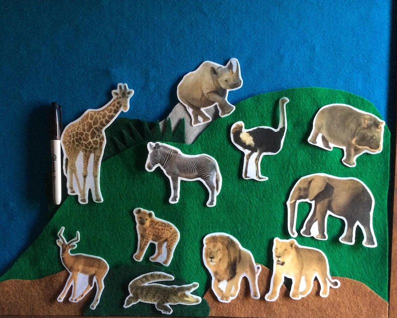 African Animal Felt Stories//realistic Zoo Animals//felt Board Etsy