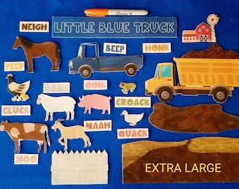 Blue truck felt board stories 26 PIECES//Little Blue truck Farm animals//Extra large Librarians felt stories//Blue Truck Flannel stories