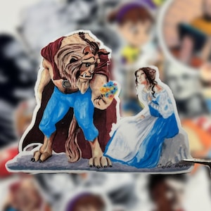 Beauty and the Beast Sticker! (Original Art) Die-cut or Framed Version.