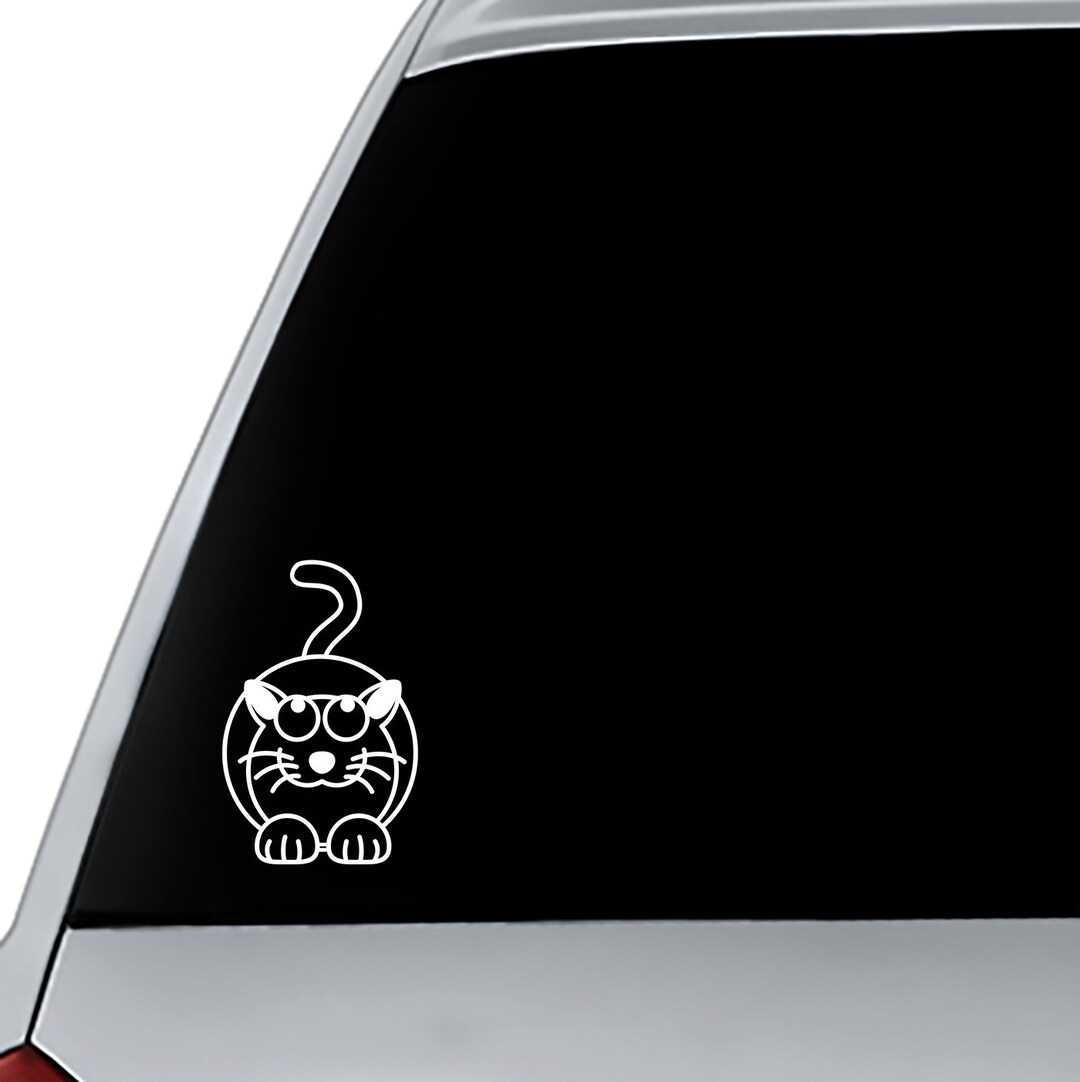 Cat Decal Car Decal With Cartoon Cat Sticker With Cat Etsy