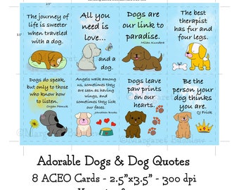 Dog Quote ACEO Cards | Printable Scrapbook Art (Digital Download)