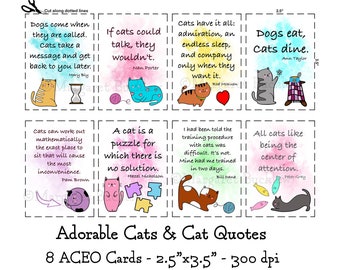 Printable Cat Quotes ACEO Cards | Scrapbooking, Cat Lover Gift (Digital Download)
