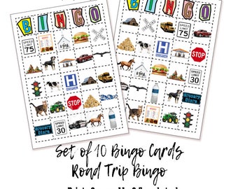 Road Trip Bingo Cards, Fun Car Games (Digital Download)