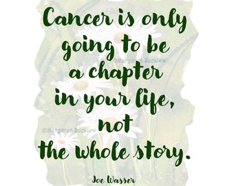 Inspirational Cancer Quote Print, Green Floral Art (Digital Download)