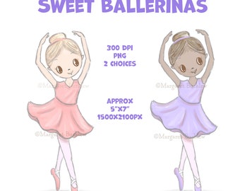 Ballerina Clipart, Cute Clipart, Ballet, Kids Clipart, Ballerina, Dance Clipart, Birth Announcement, Nursery, Dark Skin Ballerina, Clipart