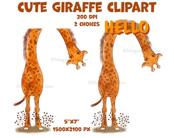 Giraffe Clipart, Zoo Cllipart, Safari Clipart, Animals Clipart, Nursery, Printables, Digital Download, Invitations, Party, Birthday, Cute