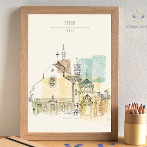 Padua print,Padua painting,Padua Italy,Italy Print download, Church Watercolor, Religious wall art,Padua Printable Wall Art,City prints