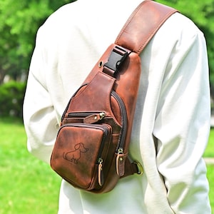 Customized Genuine Leather Crossbody Sling Bag: Men's Travel Chest Bag