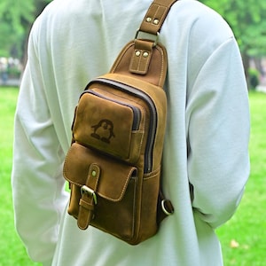 Bolso bandolera de piel personalizado: Bolso bandolera de viaje de piel de vacuno