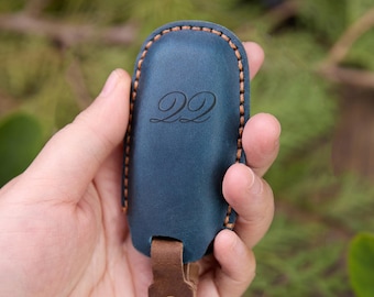 Personalized Key Case Handmade Remote Key Fob Cover Unisex Car Smart Key Protector Retro Key Holder Keychain Bag for Her