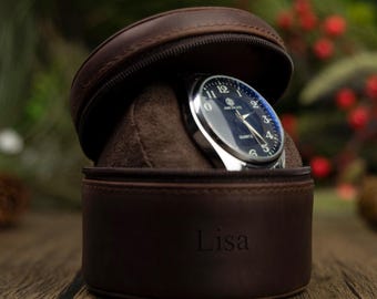 Customized Crazy Horse Leather Watch Roll: Personalized Travel Watch Case
