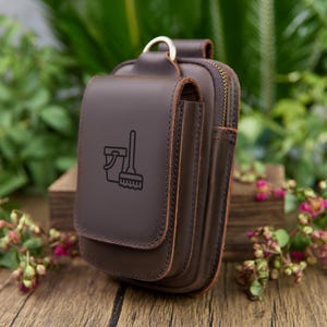 Riñonera de piel personalizada para móvil, estilo retro para senderismo