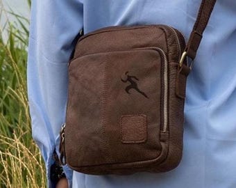 Personalized Leather Messenger Bag: Men's Business Crossbody iPad 8.3 inch Satchel