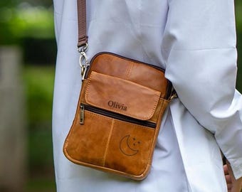 Bolso bandolera de piel personalizado: Bolso de hombro para hombre