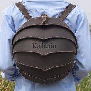 Personalize Crazy Horse Leather Backpack: Unisex Beetle Design, Casual Rucksack