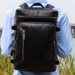 Personalize Handmade Cowhide Leather Backpack: Large Travel Rucksack, Laptop Book Bag