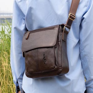 Customized Genuine Leather Crossbody Messenger Bag: Travel Daypack Satchel