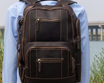 Personalized Retro Leather Backpack: 16" Laptop Travel Daypack for Men Gift Engrave Name LOGO - Etsy Personalized Retro Leather Backpack: 16" Laptop Travel Daypack for Men Gift Engrave Name LOGO - Etsy