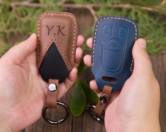 Personalized Key Case Handmade Remote Key Fob Cover Fit for Audi A4 Q7 Q5 TT A3 A6 SQ5 R8 S5 Key Case Protector