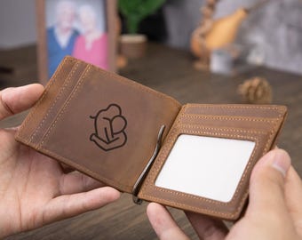 Personalized Men's Multi-card Holder Retro Money Clip Multi-Function Wallet Christmas Present for Him