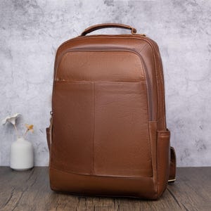 Handmade Black Leather Backpack: Large Capacity Travel Rucksack
