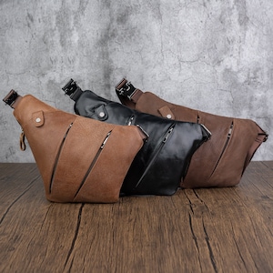 Personalisierte weiche Leder Sling Bag Mode Crossbody Umhängetasche Große iPad Tasche Lässige Daypacks für Frauen Männer Radfahren Wandern Reisen