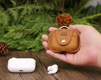 Customized Earphone Case Genuine Leather Headphone Cover Handmade Earbud Holder