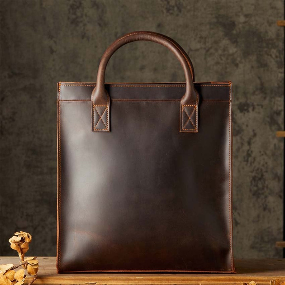 Personalized Leather Laptop Bag Briefcases for Men Women Business Computer Bag Large Shoulder