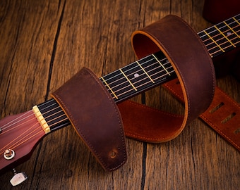 Genuine Leather Guitar Strap-Personalized Guitar Strap with Names  LOGO or Message, Gift for Musicians-Birthday Gift-The Legend Guitar Strap
