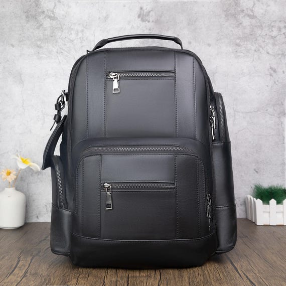 Large Fashion Black Travel Backpack Double Pocket Backpack Men