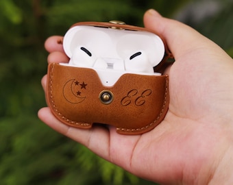 Customized Earphone Case Genuine Leather Headphone Cover Handmade Earbud Holder