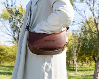 Personalized Leather Crossbody Bag: Handmade Women's Satchel