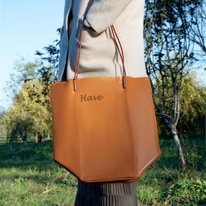 Personalize Tote Bag Large Capacity Women's Handbag Real Leather Pouch Christmas Gift for Her