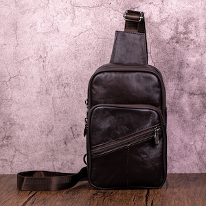 Pochette pour téléphone en cuir véritable sac bandoulière élégant sac poitrine léger petit sac rétro sac à main de voyage cadeau pour elle