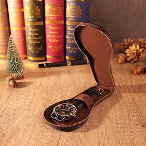 Custodia per orologio portatile da viaggio in vera pelle, custodia per orologio, custodia per orologio, custodia in pelle, 1 pezzo, borsa per orologio in pelle per coppia di orologi