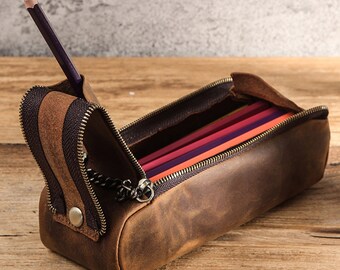 Personalized Leather Pen Case Aesthetic Leather Pen Holder Daily Office Pen Holder Pencil Stand Pocket Pencil Pocket Gift Pen Case Pouch