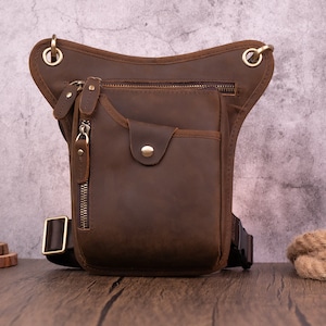 Retro Motorrad Beintasche Outdoor Hüfttasche für Männer Frauen Kleine Oberschenkel Tasche Reiten Umhängetasche Reise Camping Casual Daypack Urlaub Geschenke