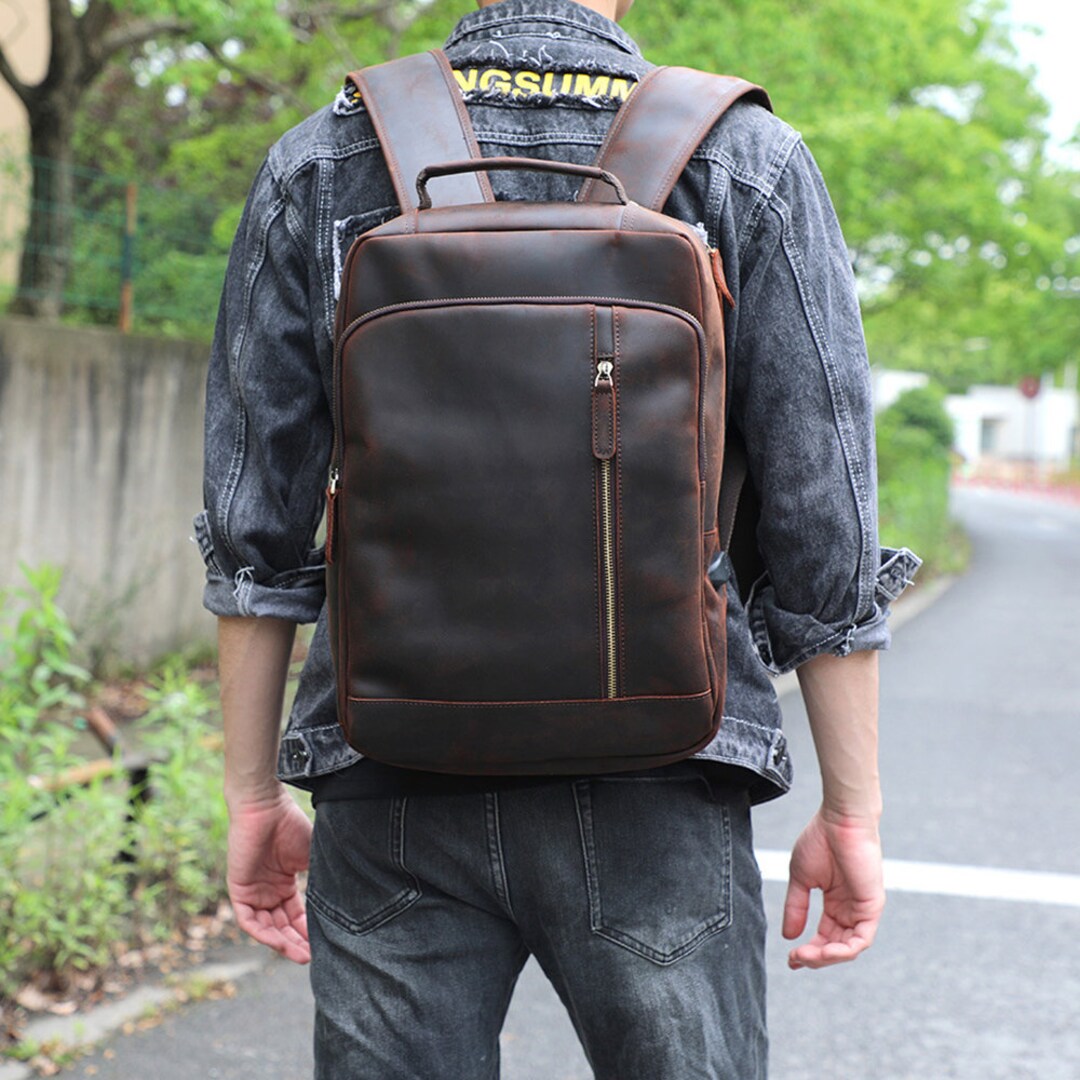 Genuine Leather Backpackmultipurpose Travel Schooloffice - Etsy