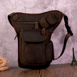 Echtes Leder Umhängetasche Frauen Handytasche Herren Bauchtasche Kleine Gürteltasche Sport Outdoor Drop Beintasche Urlaub Geschenke für Ihn